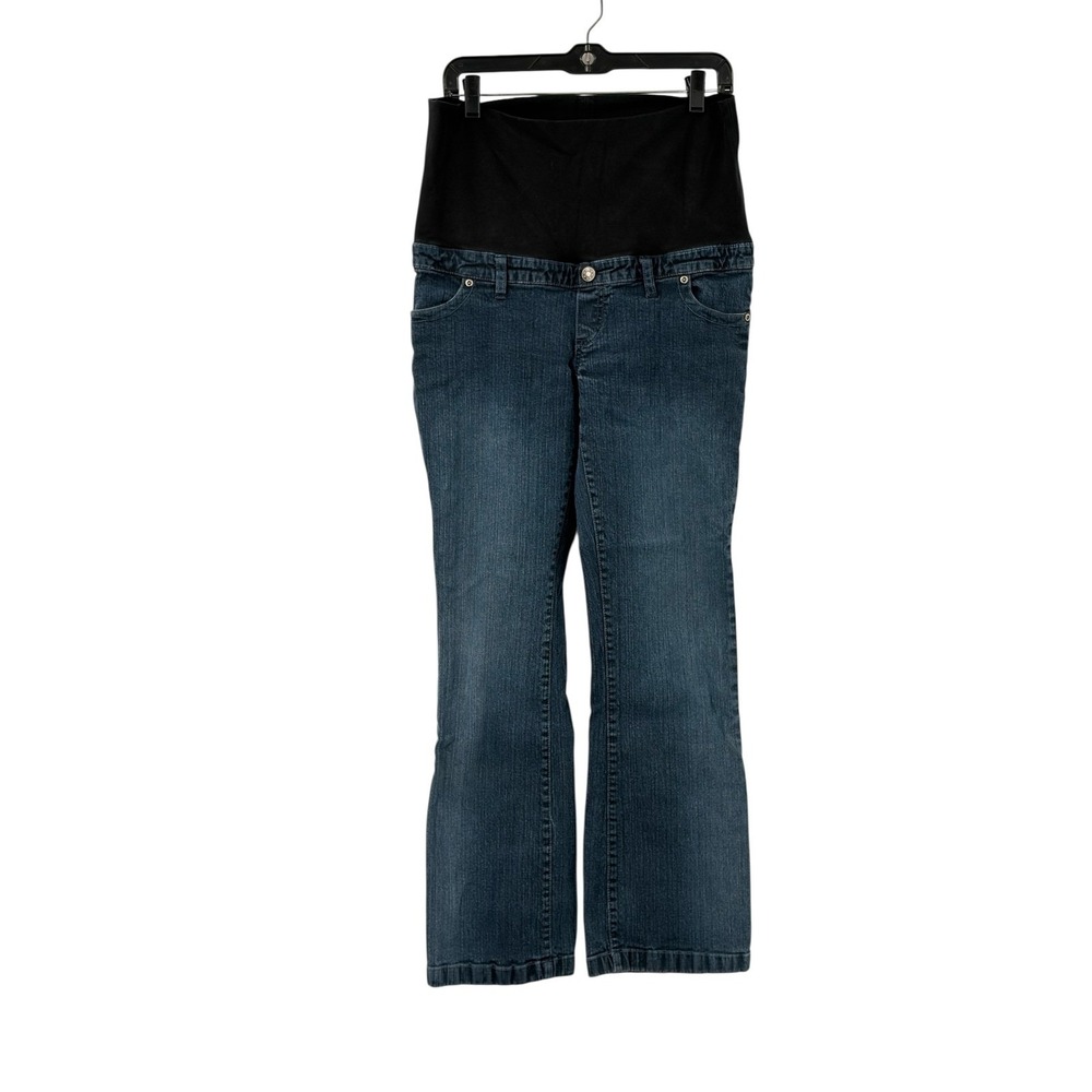 Announcements Maternity Jeans Womens Indigo Bootcut Full Belly Panel Denim Med